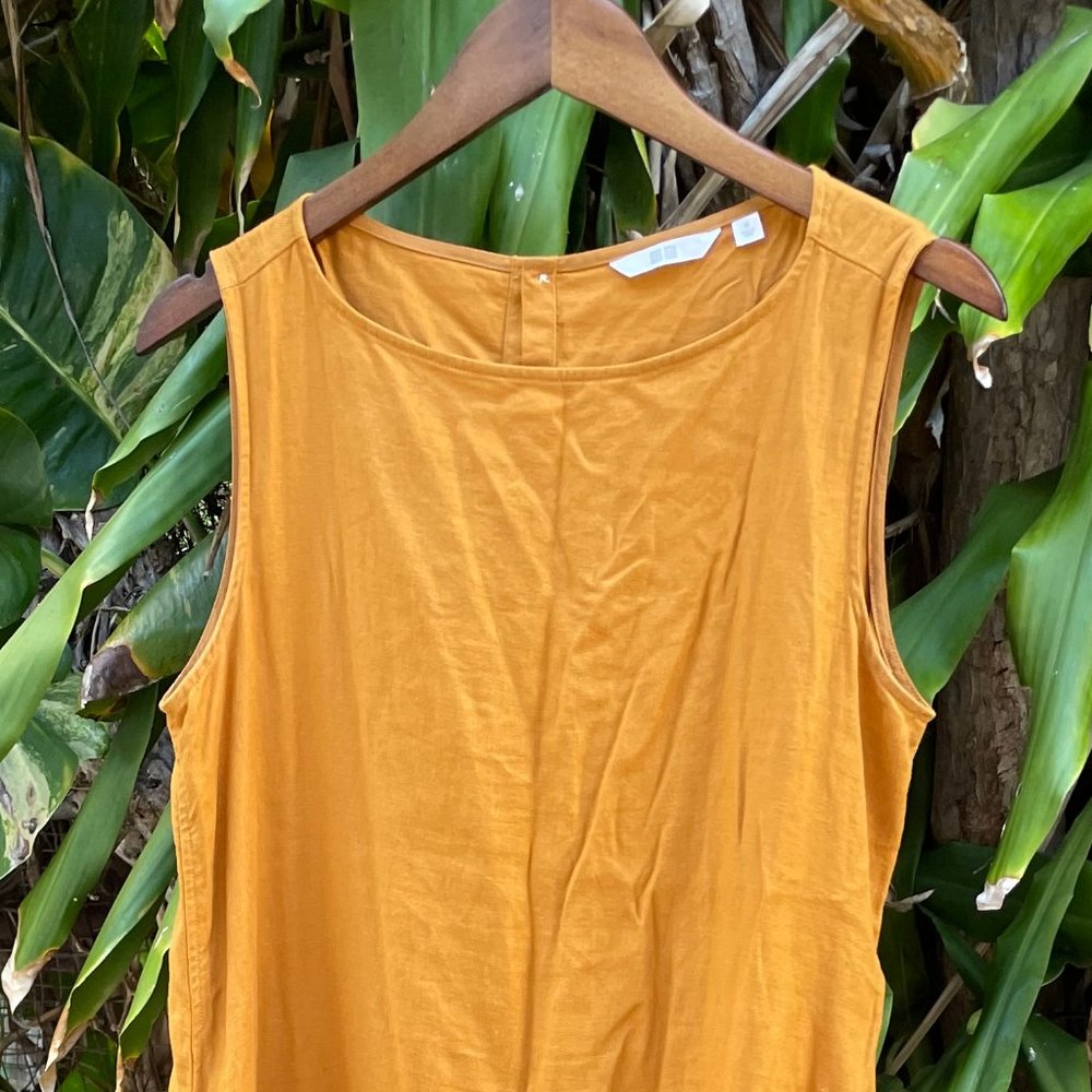 Sleeveless Linen Midi Dress - Gold